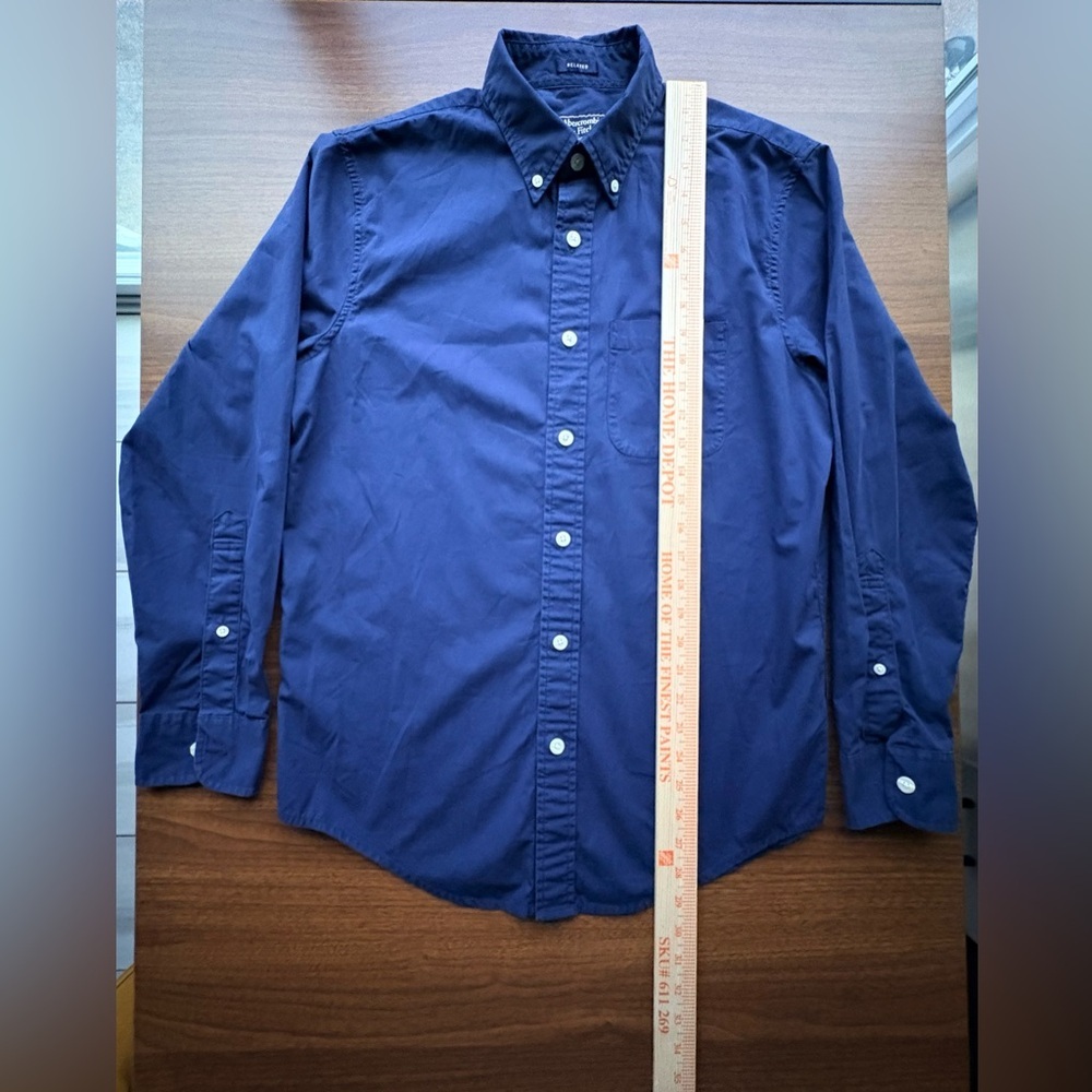 Vintage Y2K Abercrombie & Fitch Navy Oxford Shirt Relaxed Fit Stretch | Men’s S - Picture 9 of 15